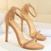 Apricot Strappy Stiletto Heels