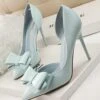 Sweet Bow Pointed Side Hollow High Heels