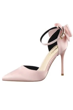 Burgundy Satin Prom Heels With Bowknot -Zapaka Sales Store ZPKCGLH5196 1 Pink 1 first
