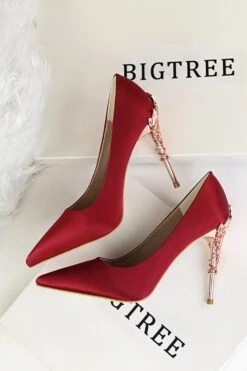 Burgundy Shallow Metal Stiletto Heels 16 Burgundy Shallow Metal Stiletto Heels -Zapaka Sales Store ZPKCGLH9219 2 Burgundy 6