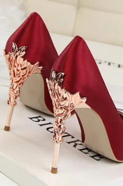 Burgundy Shallow Metal Stiletto Heels 17 Burgundy Shallow Metal Stiletto Heels -Zapaka Sales Store ZPKCGLH9219 2 Burgundy 7