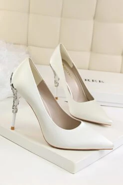 Burgundy Shallow Metal Stiletto Heels 22 Burgundy Shallow Metal Stiletto Heels -Zapaka Sales Store ZPKCGLH9219 2 Offwhite 3