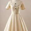 Vintage Apricot Square Neck 1950s Dress