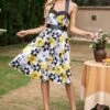 Retro Halter Printed Vintage Dress