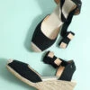 Straw Linen Wedges Women's Shoes