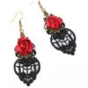Red And Black Halloween Crochet Drop Earrings