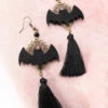 Black Halloween Bat Drop Earrings