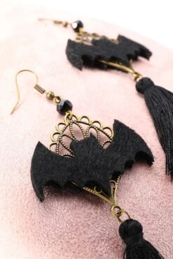 Black Halloween Bat Drop Earrings 7 Black Halloween Bat Drop Earrings -Zapaka Sales Store ZPKCGZL21083 Black 2