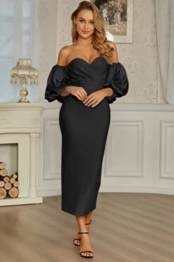 Black Off The Shoulder Formal Party Dress