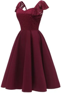 Sweetheart Burgundy Cocktail Party Dress 12 Sweetheart Burgundy Cocktail Party Dress -Zapaka Sales Store ZPKCGZL21150 Burgundy 3