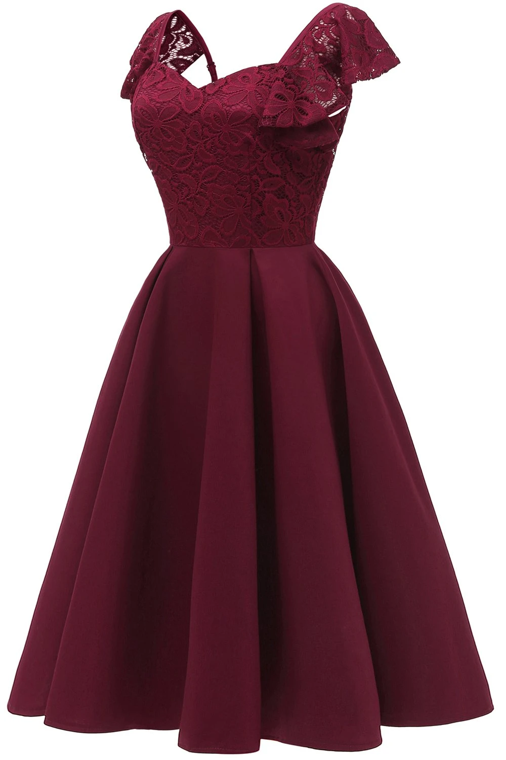 Sweetheart Burgundy Cocktail Party Dress 3 Sweetheart Burgundy Cocktail Party Dress - Image 3