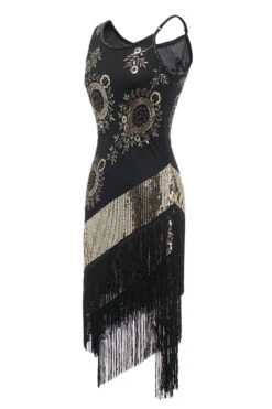 Black Fringe Seuqins Gatsby Dress -Zapaka Sales Store ZPKCGZL21279 BlackGolden 2