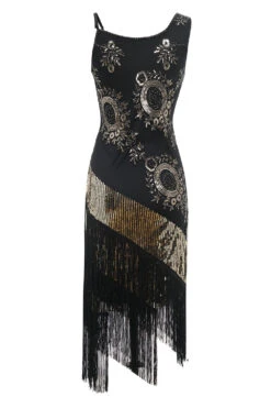 Black Fringe Seuqins Gatsby Dress -Zapaka Sales Store ZPKCGZL21279 BlackGolden 3