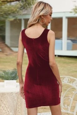 Army Green Christmas Party Dress -Zapaka Sales Store ZPKCGZL21522 Burgundy 3
