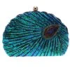 Peacock Green Beaded Shell Shaped Clutch