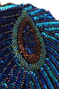 Peacock Green Beaded Shell Shaped Clutch -Zapaka Sales Store ZPKCGZL21655 Peacock Green 5