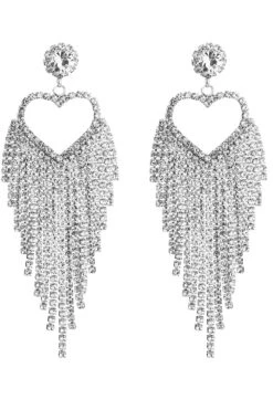 Rhinestone Sweetheart Earrings -Zapaka Sales Store ZPKES0010 Sliver 1