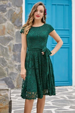 Green Lace Midi Dress -Zapaka Sales Store ZPKMUA6008DarkGreen 2