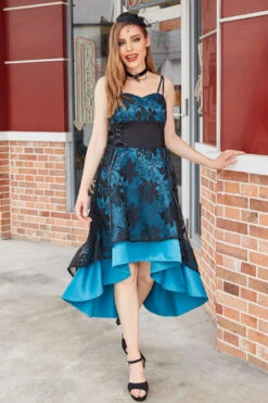 High-low Lace Vintage Dress 12 High-low Lace Vintage Dress -Zapaka Sales Store ZPKYYCGHX TT 9176Blue 1
