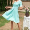 V Neck 1950s Swing Dress