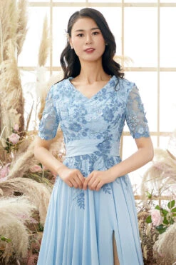 V Neck Blue Mother Of Bride Dress With Appliques 8 V Neck Blue Mother Of Bride Dress With Appliques -Zapaka Sales Store ZPKYYLH 127 3 b5186b21 a12d 4401 953a 5d4ea291180f