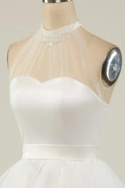 Halter Black Tulle Short Prom Dress -Zapaka Sales Store ZPKYYZL036 White4