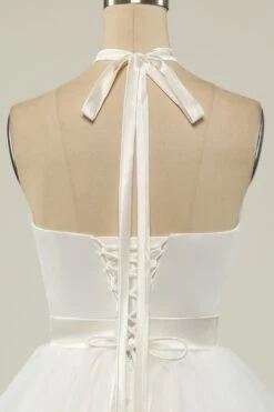 Halter Black Tulle Short Prom Dress -Zapaka Sales Store ZPKYYZL036 White6