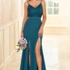Green Lace Bridesmaid Dress With Slit