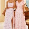 Blush Flower Print Bridesmaid Dress