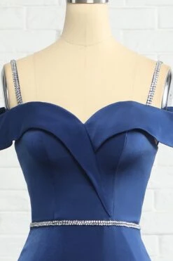 Mermaid Off The Shoulder Navy Bridesmaid Dress With Beading -Zapaka Sales Store ZPKYYZL070 Navy 3
