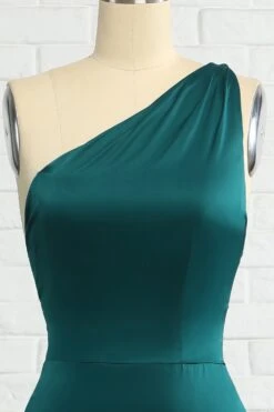 Mermaid One Shoulder Dark Green Long Bridesmaid Dress -Zapaka Sales Store ZPKYYZL073 Dark Green 3