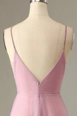 A Line Spaghetti Straps Grey Pink Bridesmaid Dress -Zapaka Sales Store ZPKYYZL075 Grey Pink 7