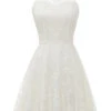 Cute A Line Hater White Short Lace Dress
