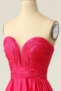 A Line Sweetheart Fuchsia Long Prom Dress With Ruched -Zapaka Sales Store ZPKYYZL115 Fuchsia 4
