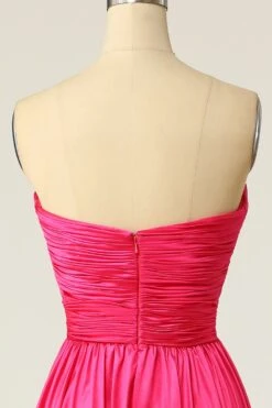 A Line Sweetheart Fuchsia Long Prom Dress With Ruched -Zapaka Sales Store ZPKYYZL115 Fuchsia 6