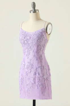 Purple Backless Bodycon Homecoming Dress With Appliques -Zapaka Sales Store ZS2103002 Purple 3