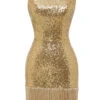 Bodycon Golden Sequins Cocktail Dress Open Back