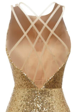 Bodycon Golden Sequins Cocktail Dress Open Back -Zapaka Sales Store ZS2108011 6