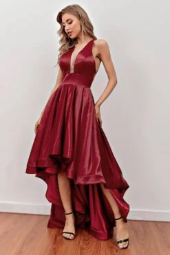 Burgundy High Low Prom Dress With Pockets -Zapaka Sales Store b3f5216d9f70abe4e0cfa62116e3f7a4