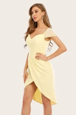 Yellow Bodycon Bridesmaid Dress With Pleats -Zapaka Sales Store b9d4486bf7dd2e1d3f661ff1f32652ce