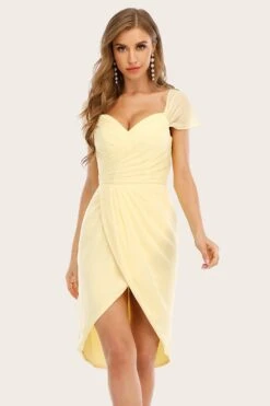 Yellow Bodycon Bridesmaid Dress With Pleats -Zapaka Sales Store bcfa8a5ec1d3766d999465ca73ac2f54