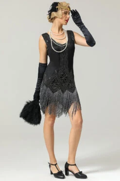 Black 1920s Sequined Flapper Dress -Zapaka Sales Store be0221f0a7412ef5dc57de5da2f69401