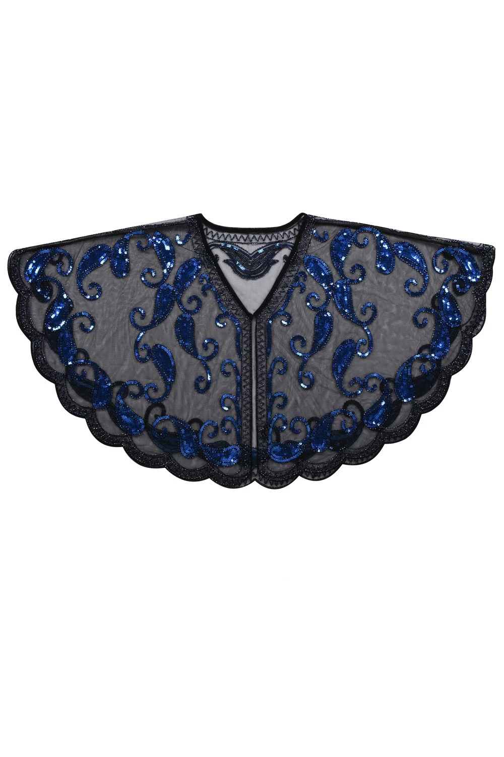 1920s Blue Glitter Sequins Cape 1 1920s Blue Glitter Sequins Cape