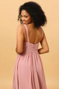 Beautiful A Line Blush Long Bridesmaid Dress With Split Front -Zapaka Sales Store ceyy082 Blush 6