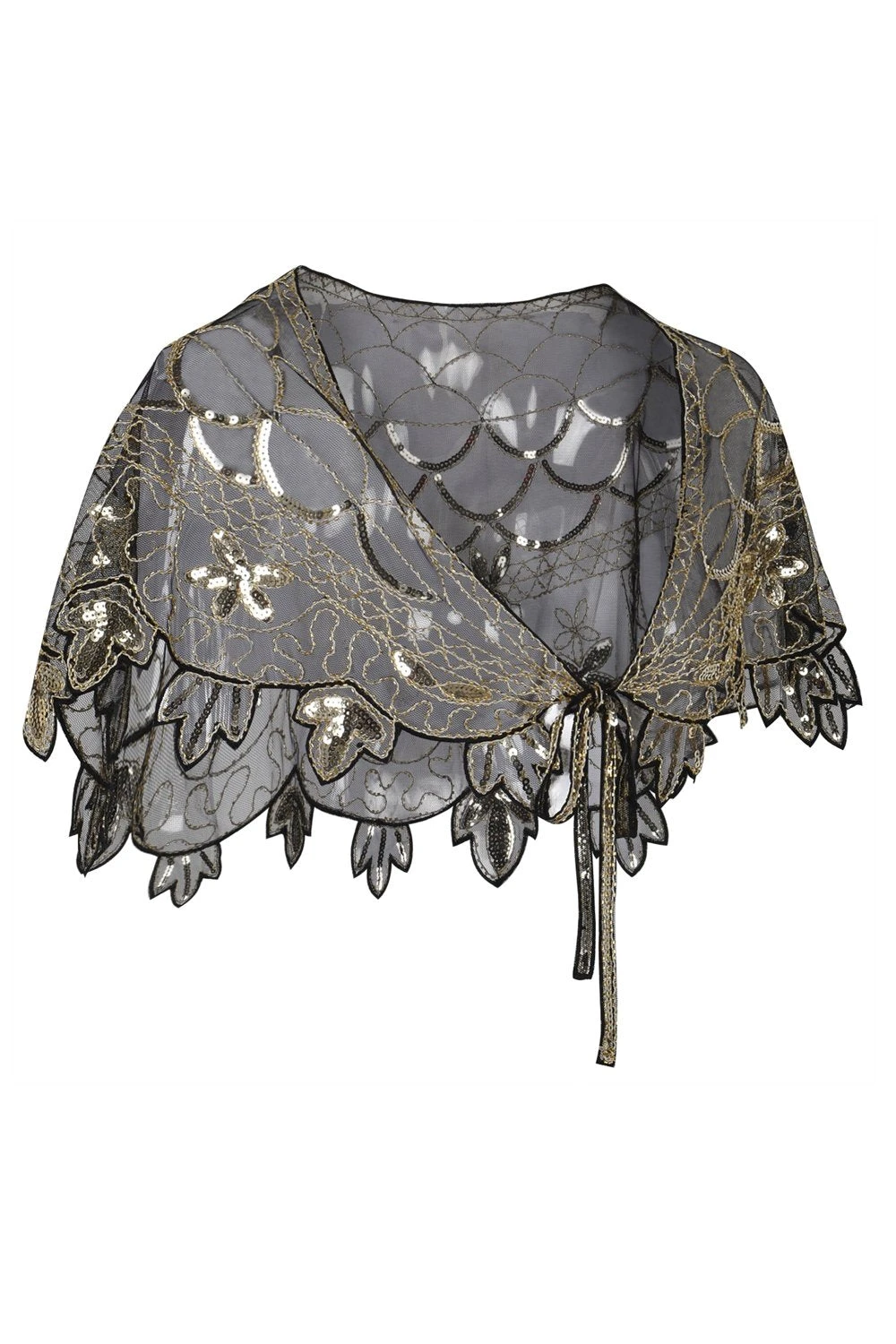 1920s Flower Sequin Women Cape 2 1920s Flower Sequin Women Cape - Image 2